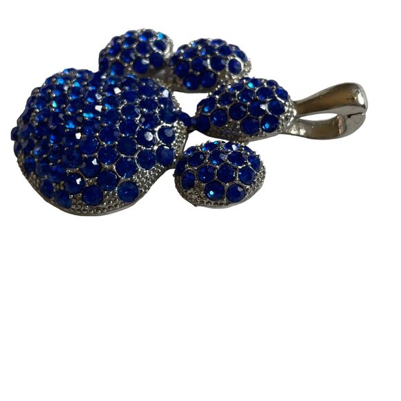 Pet Lover Paw Print Necklace Rhinestone Statement Pendent Silver Plated u Jewelr - Picture 3 of 5